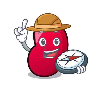 Explorer jöle fasulye maskot karikatür vektör çizim