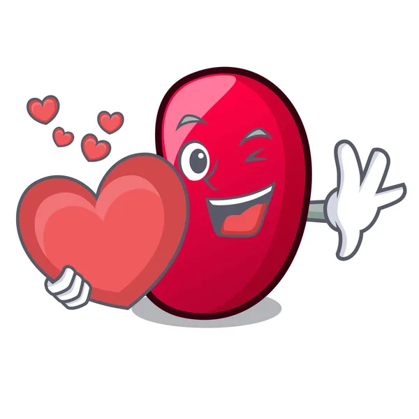 Con Corazón Jelly Bean Mascota Dibujo Animado Vector Ilustración — Archivo Imágenes Vectoriales