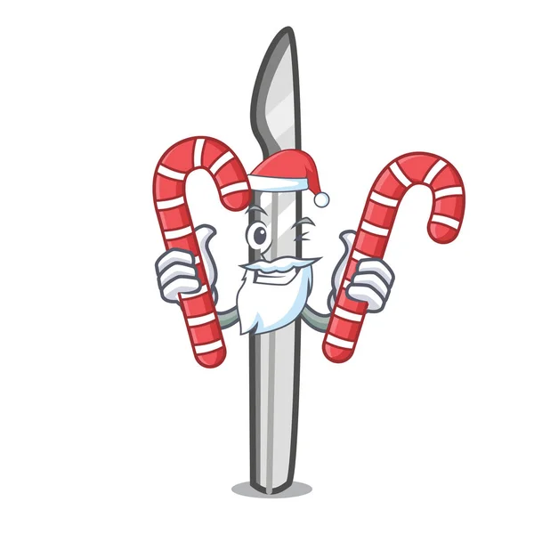 Kerstman Met Snoep Scalpel Mascotte Cartoon Stijl Vectorillustratie — Stockvector