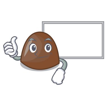 Başparmak yukarıya ile Yönetim Kurulu çikolata şekerleme karakter karikatür vektör halat