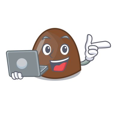 Dizüstü çikolata şekerleme karakter karikatür vektör halat ile