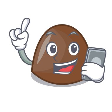 Telefon çikolata şekerleme karakter karikatür vektör halat ile