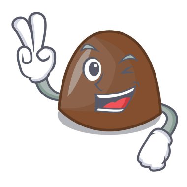 İki parmak çikolata şekerleme karakter karikatür vektör halat