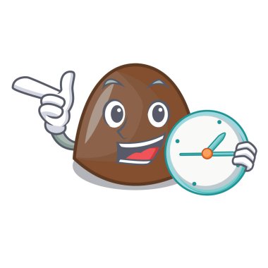 Saat çikolata şekerleme karakter karikatür vektör halat ile