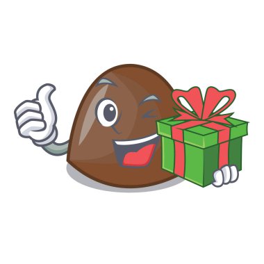 Hediyelik çikolata şekerleme maskot karikatür vektör halat ile