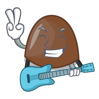 Gitar çikolata şekerleme maskot karikatür vektör halat ile