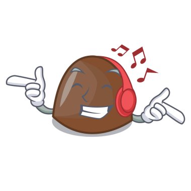 Dinleme müzik çikolata şekerleme maskot karikatür vektör halat