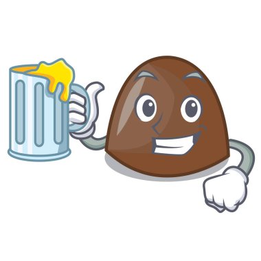 Suyu çikolata şekerleme maskot karikatür vektör halat ile