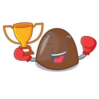 Boks şampiyonu çikolata şekerleme maskot çizgi film