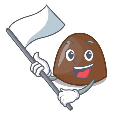 Bayrak çikolata şekerleme maskot karikatür ile