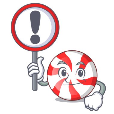 İşareti nane şeker karakter karikatür ile