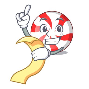 Menü nane şeker maskot karikatür ile