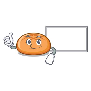 Başparmak yukarıya kurulu hamburger topuz karakter karikatür ile