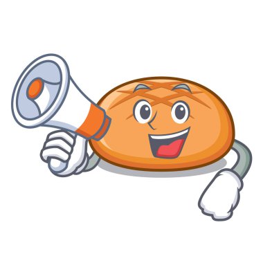 Megafon hamburger topuz karakter karikatür ile