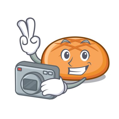 Fotoğrafçı hamburger topuz maskot çizgi film