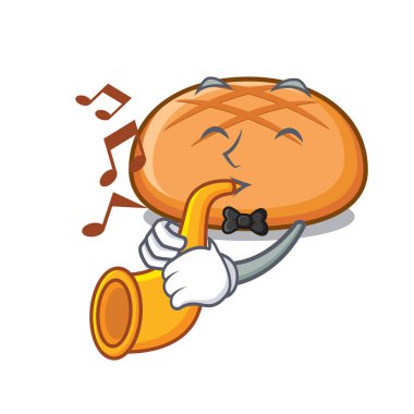 Trompet hamburger topuz maskot karikatür ile