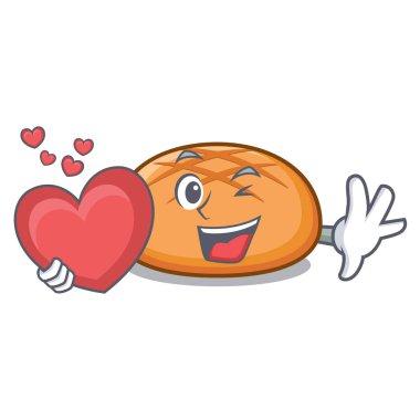 Kalp hamburger topuz maskot karikatür ile