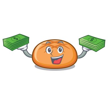 Para çantası hamburger topuz maskot karikatür ile