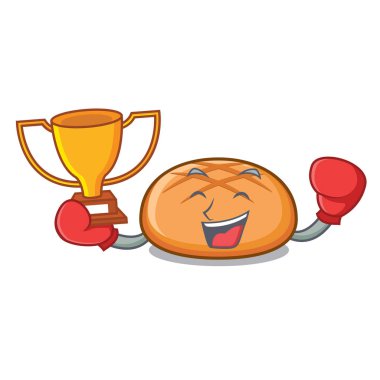 Boks şampiyonu hamburger topuz maskot çizgi film