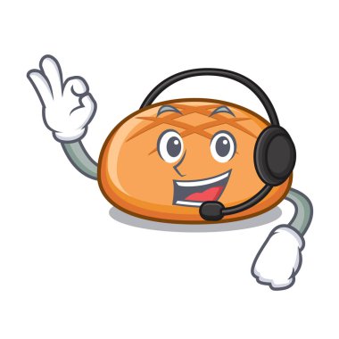 Kulaklık hamburger topuz maskot karikatür ile