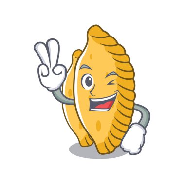 Pastel karakter karikatür tarzı iki parmak