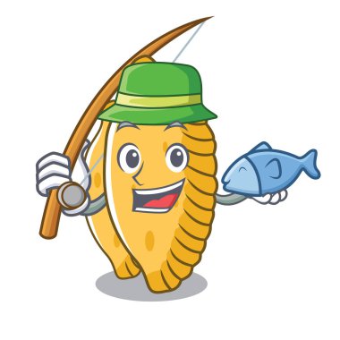 Pastel maskot karikatür tarzı Balık tutma