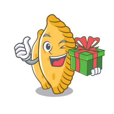 Hediye pastel maskot karikatür tarzı ile