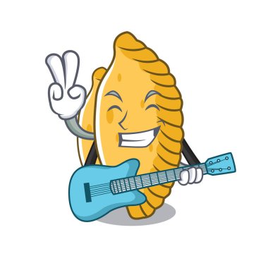 Gitar pastel maskot karikatür tarzı ile