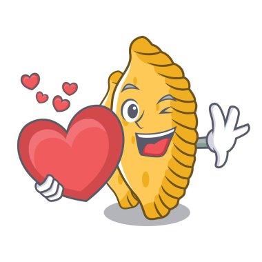 Kalp pastel maskot karikatür tarzı ile