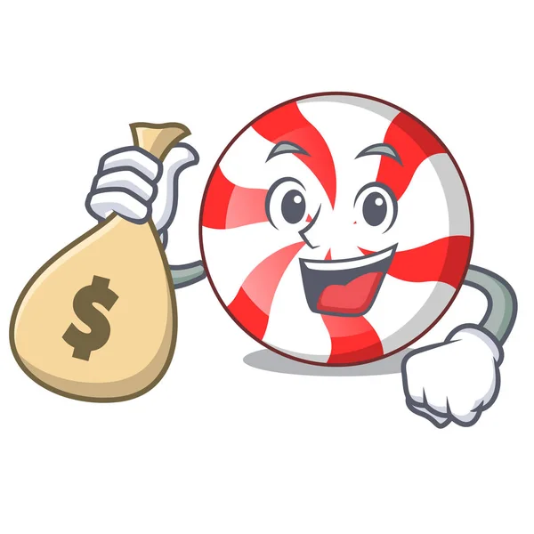 A pénz zsák borsmenta candy karakter cartoon — Stock Vector