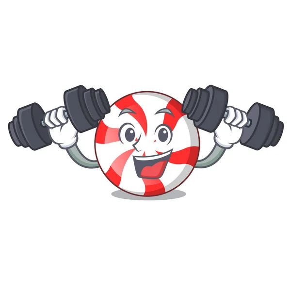 Cartone animato personaggio caramella menta piperita fitness — Vettoriale Stock