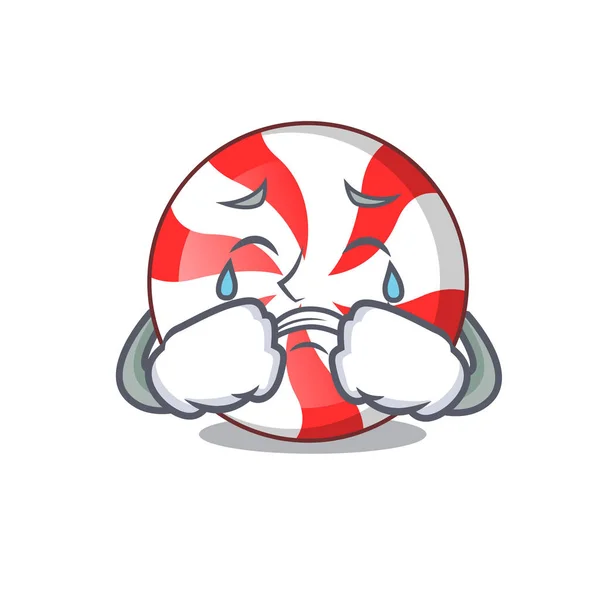 Mascotte de bonbons à la menthe poivrée pleurer dessin animé — Image vectorielle