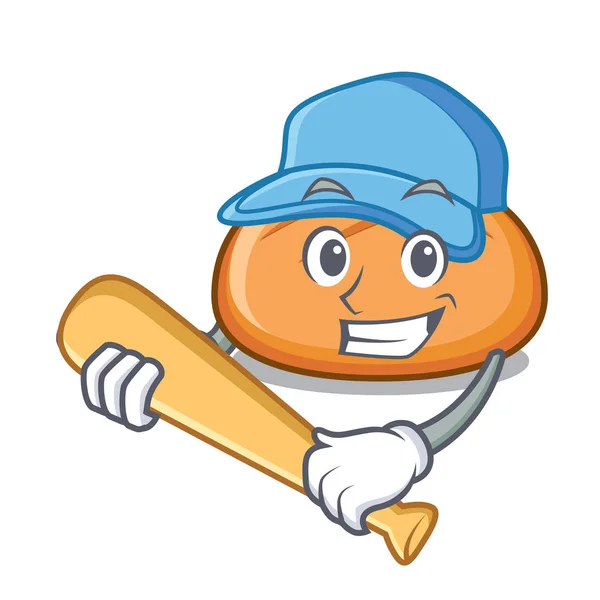 Jouer au baseball hamburger pain personnage dessin animé — Image vectorielle