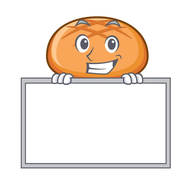 Sonriendo con tablero hamburguesa moño personaje de dibujos animados — Vector de stock