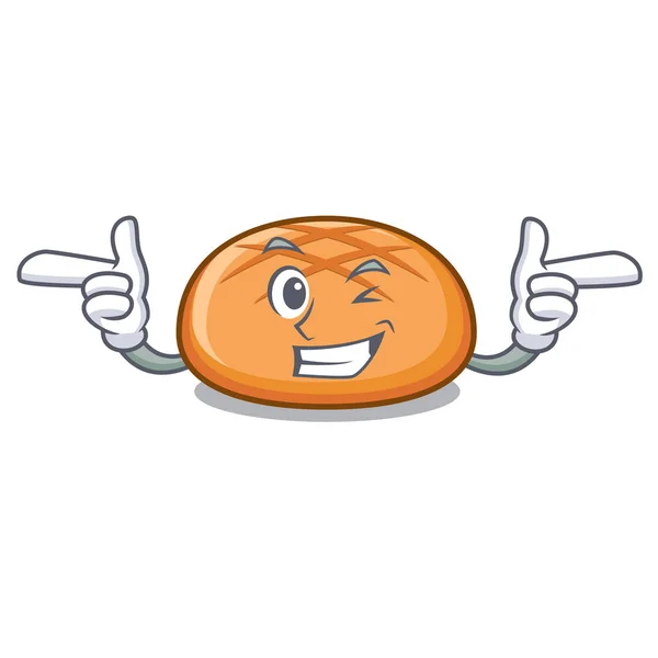 Kartun karakter hamburger bun Wink - Stok Vektor