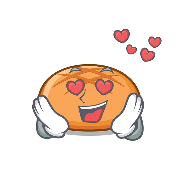 Dans l'amour hamburger pain mascotte dessin animé — Image vectorielle