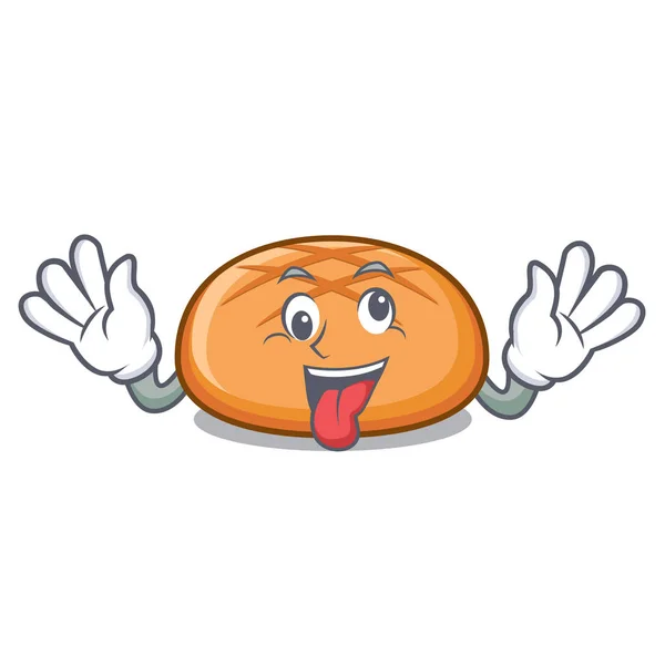 Louco hambúrguer bun mascote cartoon — Vetor de Stock