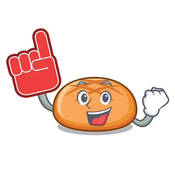 Espuma dedo hambúrguer bun mascote desenhos animados — Vetor de Stock
