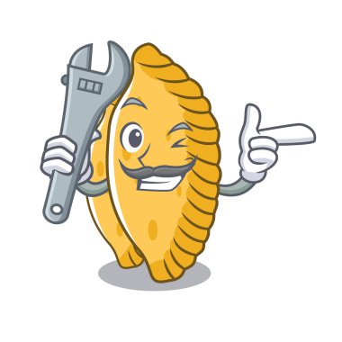 Mekanik pastel maskot karikatür tarzı