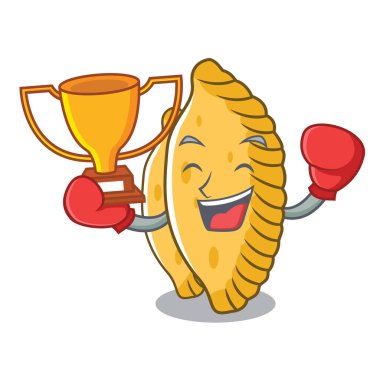 Boks şampiyonu pastel maskot karikatür tarzı