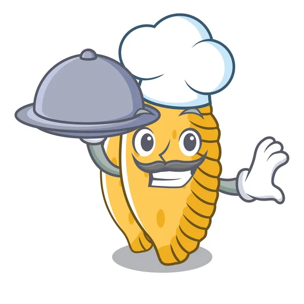 Šéfkuchař s potravinami pastelové maskot kreslený styl — Stockový vektor