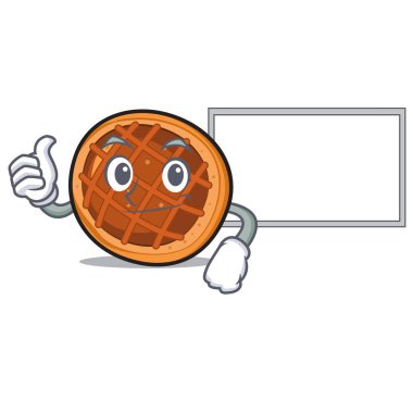 Başparmak yukarıya yönetim kurulu baket pasta karakter karikatür ile