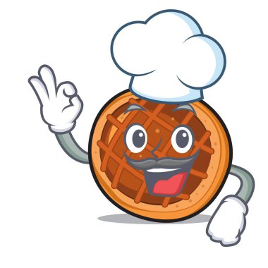 Şef baket pasta karakter karikatür vektör çizim