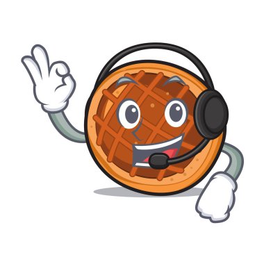 Kulaklık baket pasta maskot karikatür ile
