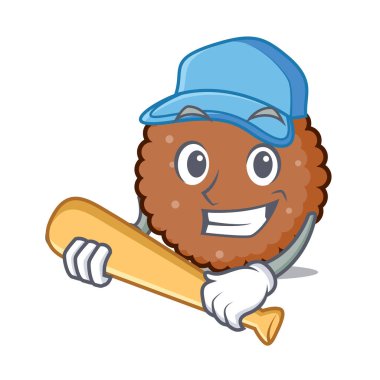 Beyzbol çikolata bisküvi karakter karikatür oynarken