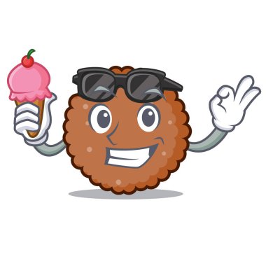 Dondurma çikolatalı bisküvi karakter karikatür ile