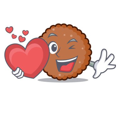 Kalp Çikolata bisküvi maskot karikatür ile