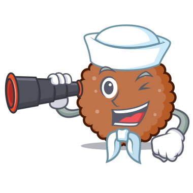 Denizci dürbün çikolata bisküvi maskot karikatür ile