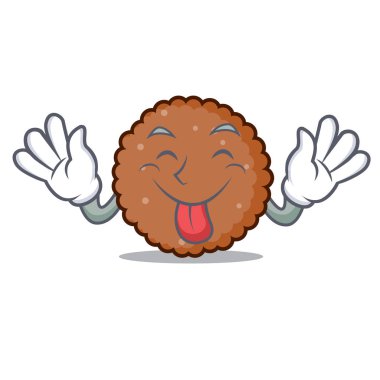 Çikolata bisküvi maskot karikatür dil