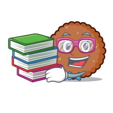 Öğrenci kitap çikolata bisküvi maskot karikatür ile